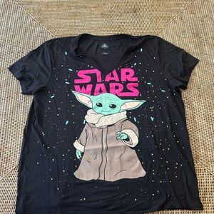 Star Wars Grogu Black and Pink Disney Short Sleeve Tee